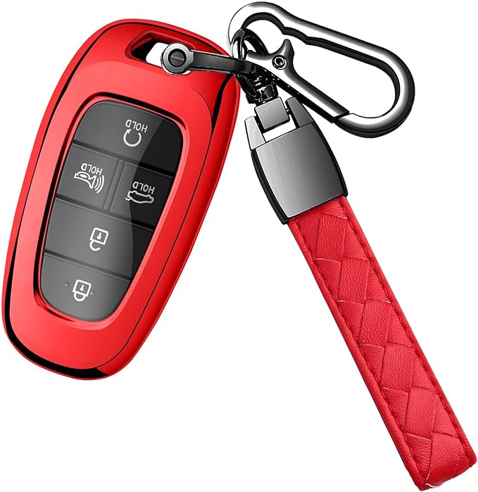 Sindeda for Hyundai Key fob Cover,TPU 360 Degree Car Key Case Protector with Keychain Compatible with 2022 2021 2020 Hyundai Sonata Santa fe Tucson Keyless Entry 3/4/5/7 Buttons Smart Key
