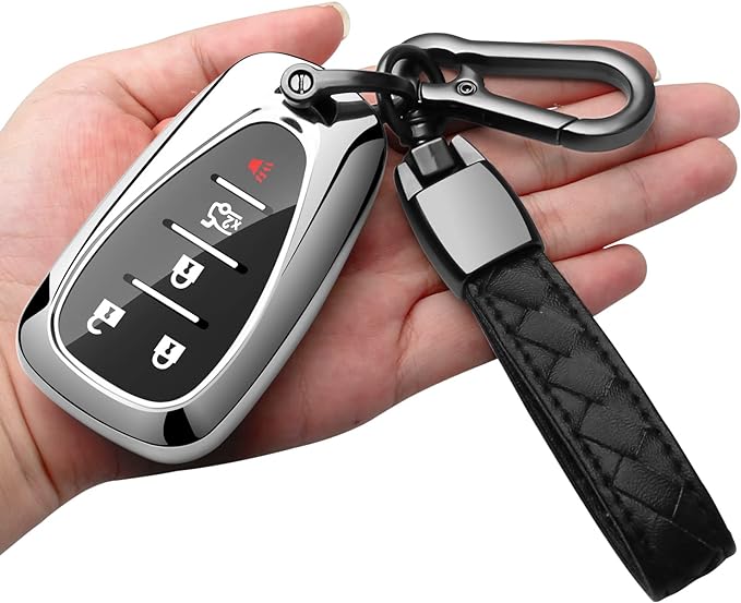 Sindeda for Chevrolet Key Fob Cover With Keychain Full Protection Key Shell Case Compatible with Chevrolet 2017-2021 Chevy Malibu Camaro Cruze Traverse Sonic Volt Bolt Equinox