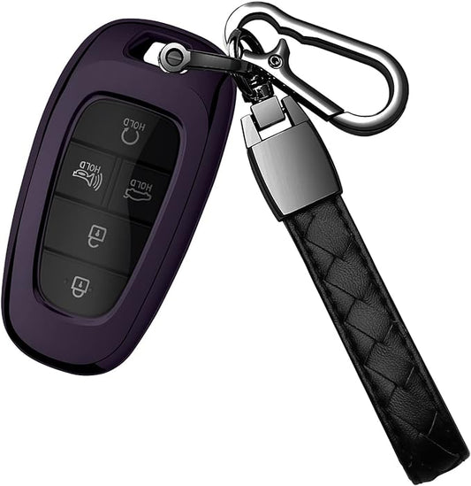 Sindeda for Hyundai Key fob Cover,TPU 360 Degree Car Key Case Protector with Keychain Compatible with 2022 2021 2020 Hyundai Sonata Santa fe Tucson Keyless Entry 3/4/5/7 Buttons Smart Key