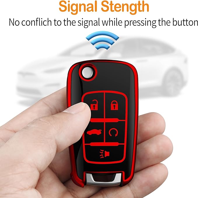Sindeda for Chevy Key Fob Cover with Keychain Soft Full Protection Key Shell Key Case Compatible with Chevrolet Equinox Camaro Cruze Malibu Sonic Buick Terrain