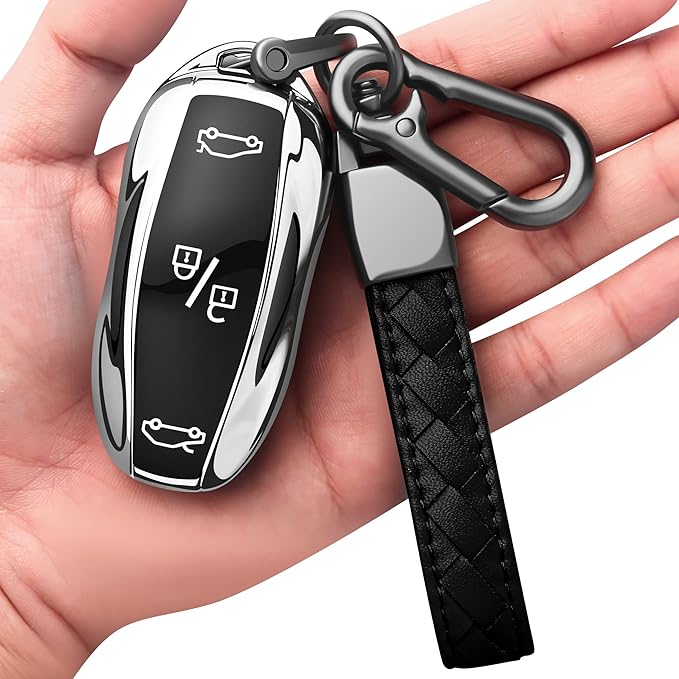 Sindeda Premium Key Cases for Tesla Model S 3 Y Ultra-Thin and Ultra-Light Key Fob Cover Waterproof Keychain