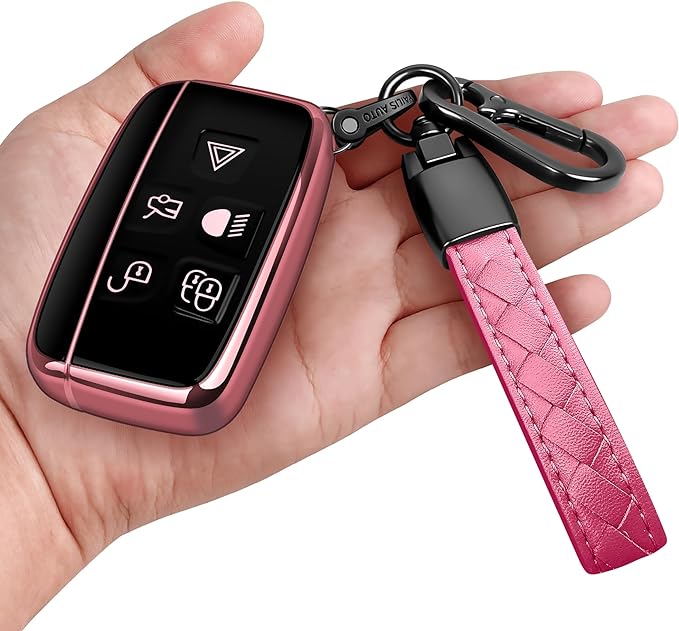 Sindeda for Land Rover Key Fob Cover with Keychain Soft Full Protection Key Shell Key Case Compatible with Land Rover LR4 Range Rover Sport Evoque Jaguar XF XJ XJL F-pace