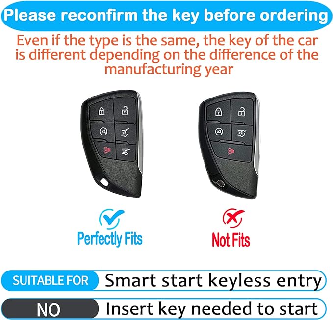 Sindeda for Chevy Key Fob Cover with Keychain Soft Full Protection Key Shell Key Case Compatible with 2021-2023 Chevrolet GMC Yukon Tahoe Suburban 1500