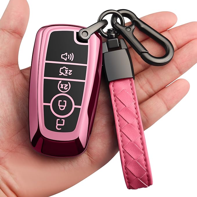 Sindeda for Ford Key Fob Cover With Keychain Premium Soft TPU Full Protection Key Case Shell Compatible with Ford Explorer Mustang Fusion Escape F150 F250 F350 F450 F550 Edge
