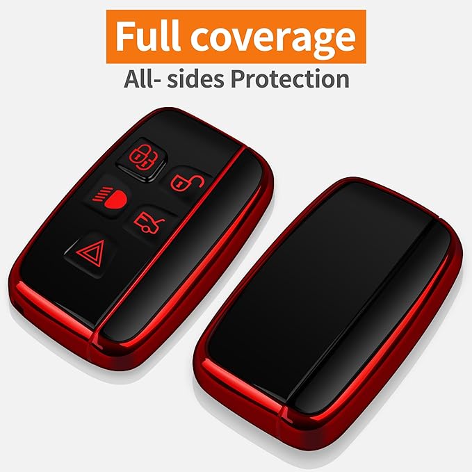 Sindeda for Land Rover Key Fob Cover with Keychain Soft Full Protection Key Shell Key Case Compatible with Land Rover LR4 Range Rover Sport Evoque Jaguar XF XJ XJL F-pace