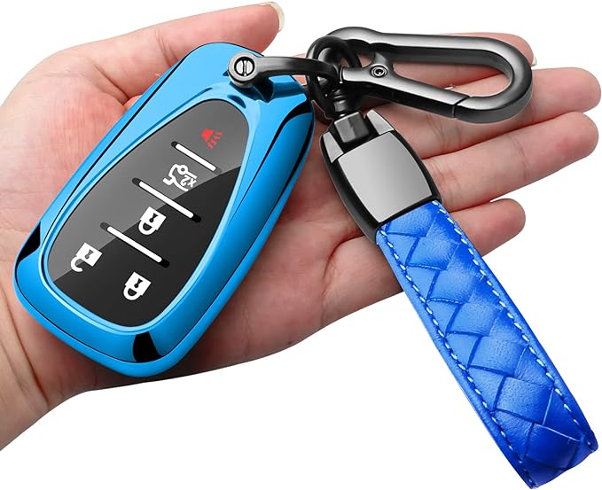 Sindeda for Chevrolet Key Fob Cover With Keychain Full Protection Key Shell Case Compatible with Chevrolet 2017-2021 Chevy Malibu Camaro Cruze Traverse Sonic Volt Bolt Equinox