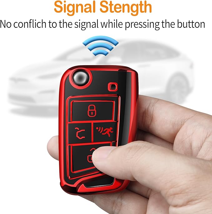 Sindeda for Volkswagen Key Fob Cover with Keychain Soft Full Protection Key Shell Key Case Compatible with VW Tiguan Golf Jetta Polo Atlas Skoda