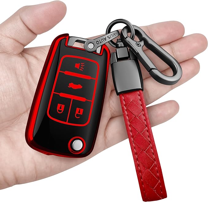 Sindeda for Chevy Key Fob Cover with Keychain Soft Full Protection Key Shell Key Case Compatible with Chevrolet Equinox Camaro Cruze Malibu Sonic Buick Terrain