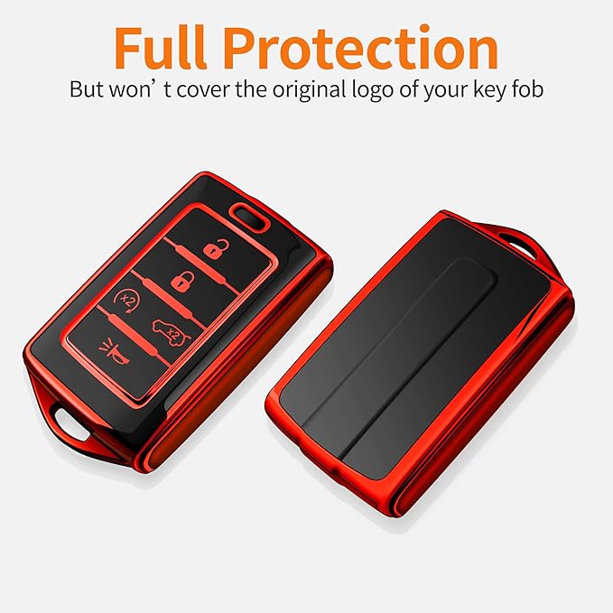 Sindeda for Jeep Key Fob Cover with Keychain Soft Full Protection Key Shell Key Case Compatible with 2022 Grand Wagoneer 2022 Wagoneer 2022 Grand Cherokee L 2021 (5 Buttons