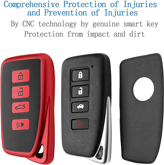 Sindeda for Lexus Key Fob Cover with Keychain TPU Full Protection Key Shell Case Compatible with Lexus ES is GS NX LS RX RC 300h 350 200t 250 300 F 450h 460 600h Smart Keyless Fob Remote Key