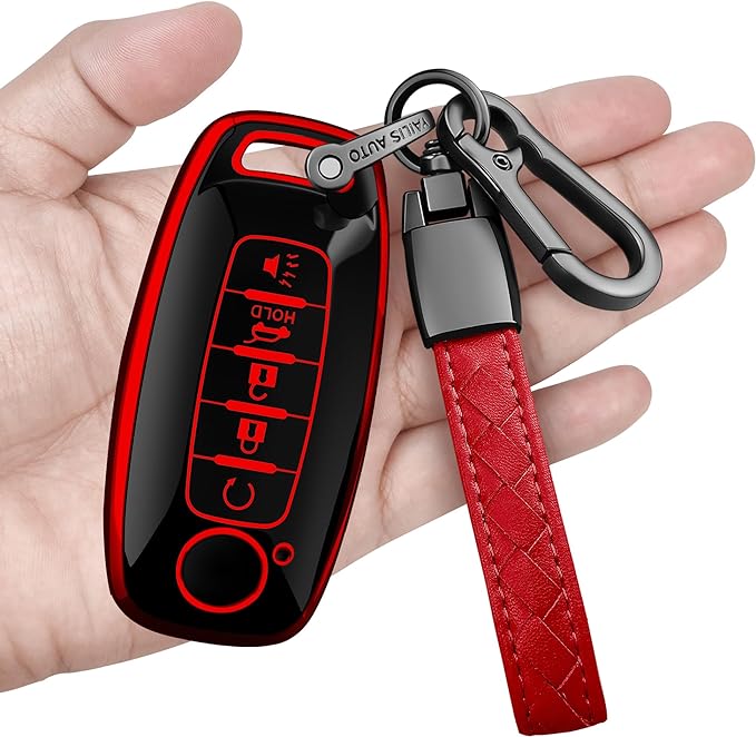 Sindeda for Nissan Key Fob Cover with Keychain Soft Full Protection Key Shell Key Case Compatible with 2023 2024 Nissan Pathfinder Rouge 4Runner