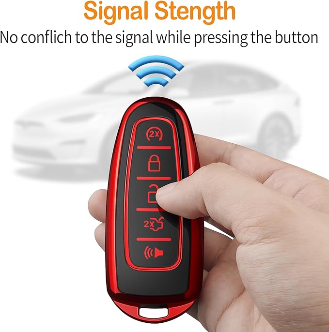 Sindeda for Ford Key Fob Cover with Keychain Soft Full Protection Key Shell Key Case Compatible with Ford C-Max Edge Escape Expedition Explorer Flex Focus Taurus Lincoln MKS MKT MKX Navigator
