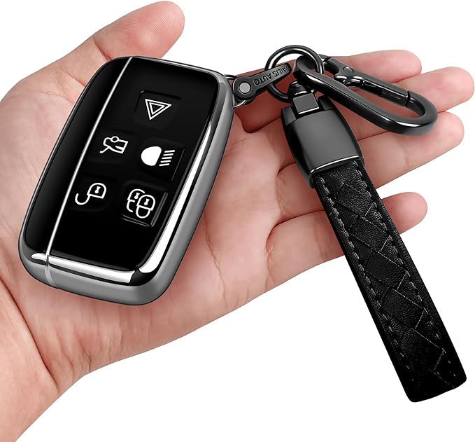 Sindeda for Land Rover Key Fob Cover with Keychain Soft Full Protection Key Shell Key Case Compatible with Land Rover LR4 Range Rover Sport Evoque Jaguar XF XJ XJL F-pace