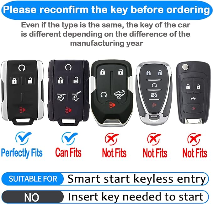 Sindeda for Chevy Key Fob Cover with Keychain Soft Full Protection Key Shell Key Case Compatible with Chevrolet Colorado Silverado Silverado Suburban Tahoe GMC Canyon Sierra 1500 2500 3500 HD
