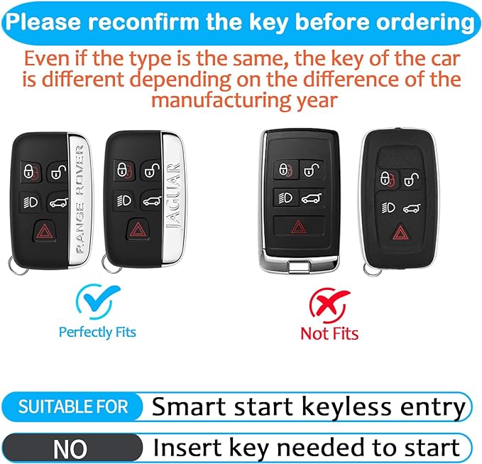 Sindeda for Land Rover Key Fob Cover with Keychain Soft Full Protection Key Shell Key Case Compatible with Land Rover LR4 Range Rover Sport Evoque Jaguar XF XJ XJL F-pace