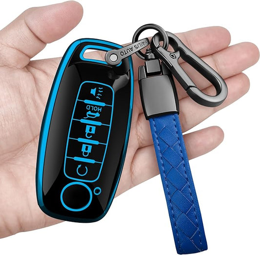 Sindeda for Nissan Key Fob Cover with Keychain Soft Full Protection Key Shell Key Case Compatible with 2023 2024 Nissan Pathfinder Rouge 4Runner