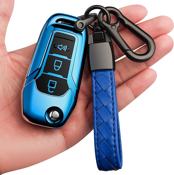 Sindeda for Ford Key Fob Cover with Keychain Soft Full Protection Key Shell Key Case Compatible with Ford F150 F250 F350 F450 F550 Explorer Ranger Escape Key Fob Shell