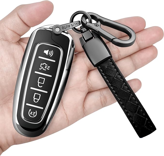 Sindeda for Ford Key Fob Cover with Keychain Soft Full Protection Key Shell Key Case Compatible with Ford C-Max Edge Escape Expedition Explorer Flex Focus Taurus Lincoln MKS MKT MKX Navigator