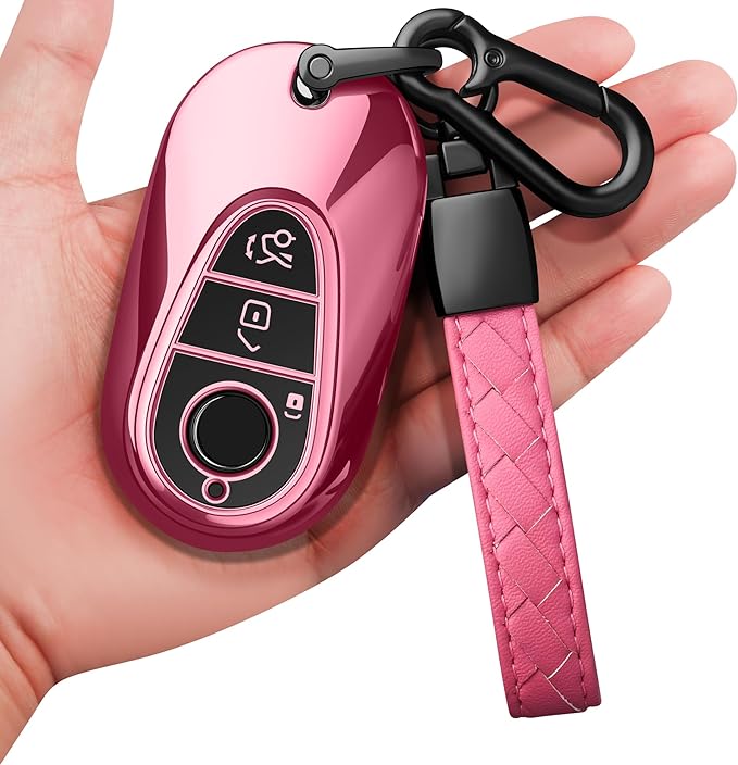 Sindeda for Mercedes Benz Key Fob Cover with Keychain Soft Full Protection Key Shell Key Case Compatible with Mercedes Benz 2020-2022 Mercedes Benz S-Class G-Class E-Class