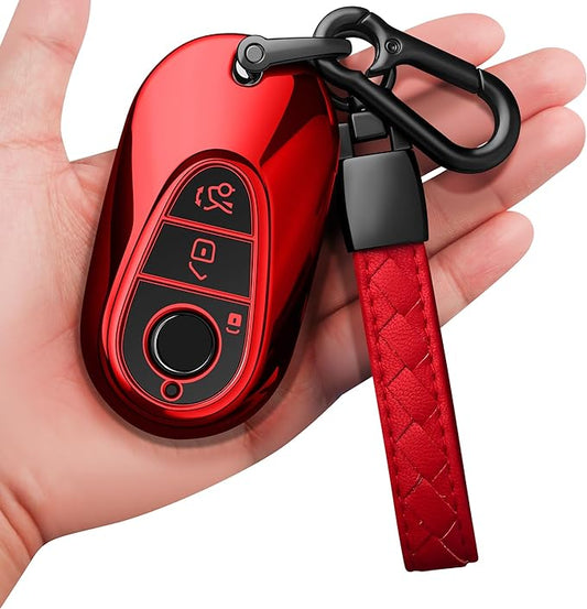 Sindeda for Mercedes Benz Key Fob Cover with Keychain Soft Full Protection Key Shell Key Case Compatible with Mercedes Benz 2020-2022 Mercedes Benz S-Class G-Class E-Class