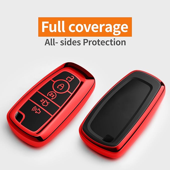 Sindeda for Ford Key Fob Cover With Keychain Premium Soft TPU Full Protection Key Case Shell Compatible with Ford Explorer Mustang Fusion Escape F150 F250 F350 F450 F550 Edge