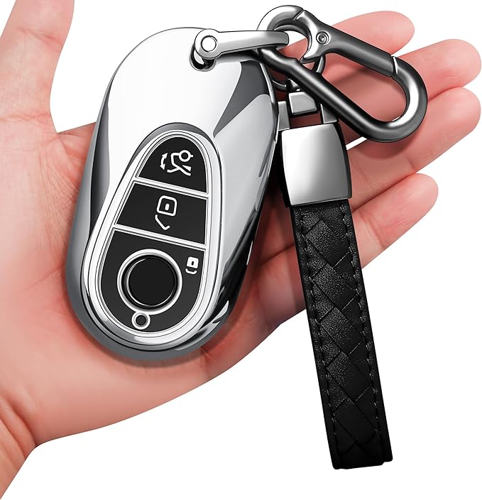 Sindeda for Mercedes Benz Key Fob Cover with Keychain Soft Full Protection Key Shell Key Case Compatible with Mercedes Benz 2020-2022 Mercedes Benz S-Class G-Class E-Class