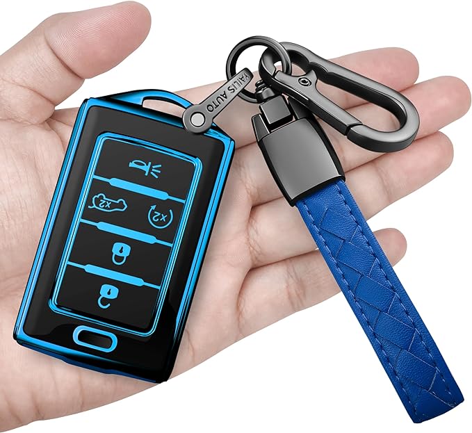 Sindeda for Jeep Key Fob Cover with Keychain Soft Full Protection Key Shell Key Case Compatible with 2022 Grand Wagoneer 2022 Wagoneer 2022 Grand Cherokee L 2021 (5 Buttons